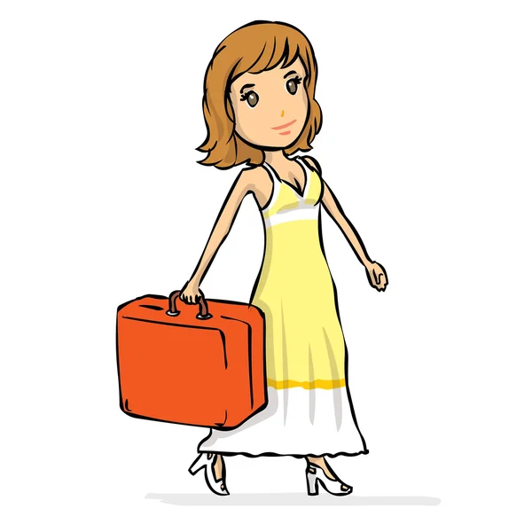 Reisenden mit Koffer — Stockvektor