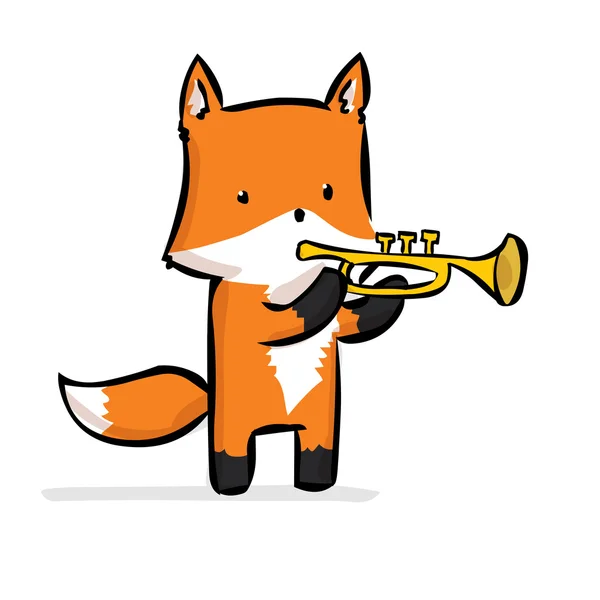 Çizgi film sevimli fox müzisyen — Stok Vektör
