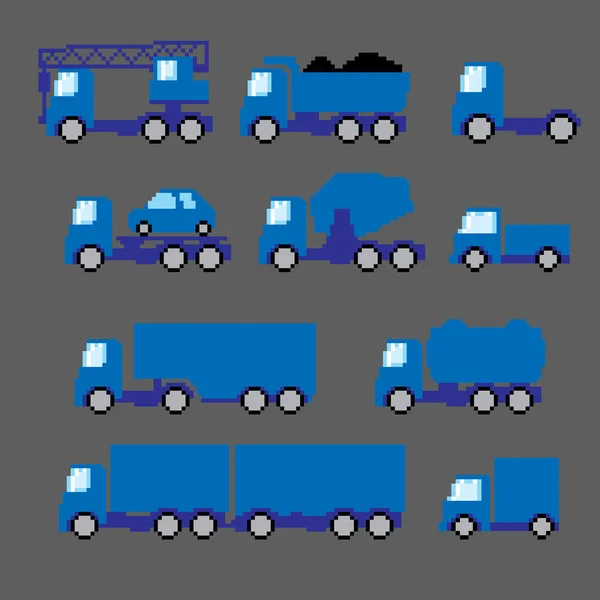 Pixel transportation icon set. — Stock Vector