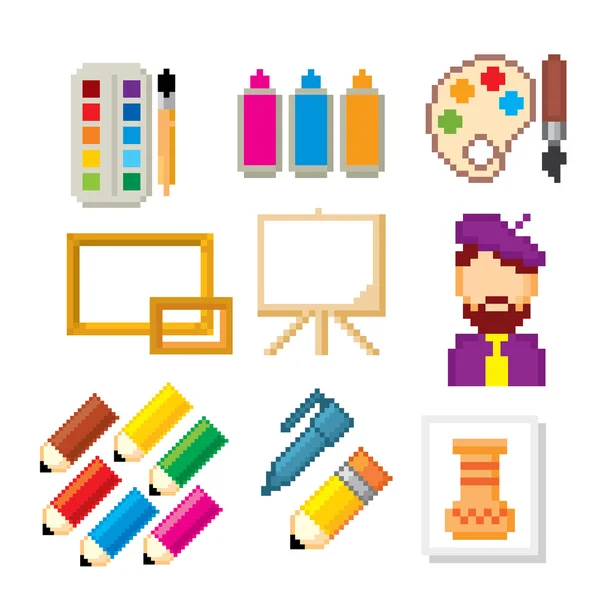 Conjunto de iconos de arte. Pixel arte — Vector de stock