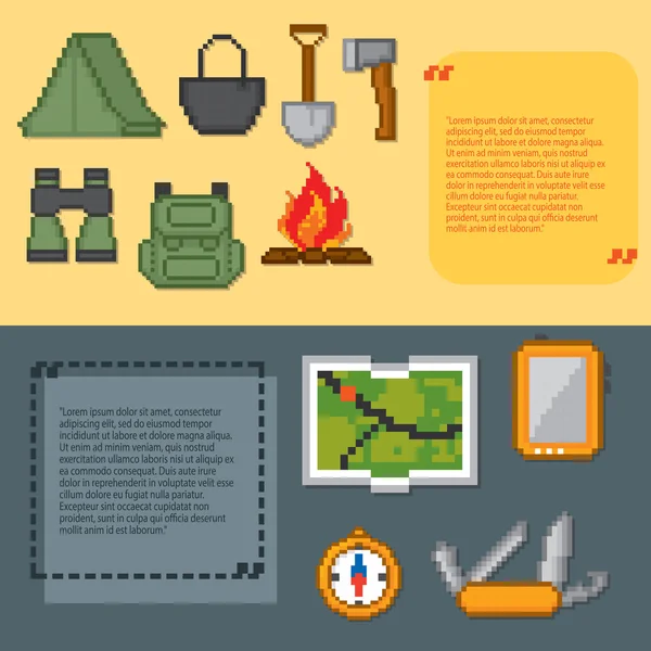 Set di icone per campeggio ed escursionismo — Vettoriale Stock