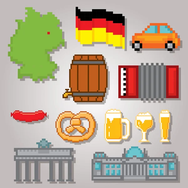 Conjunto de ícones de símbolos da cultura alemã — Vetor de Stock