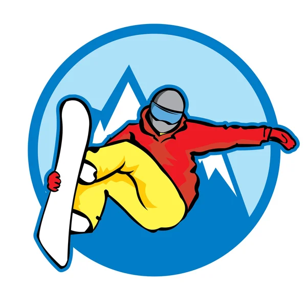 Ekstremalne skoki snowboardzista — Wektor stockowy