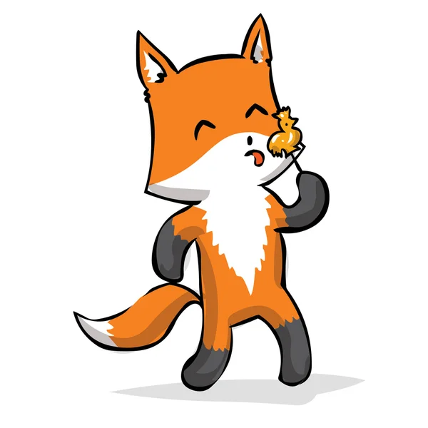 Cute fox eating a lollipop. — Stock Vector