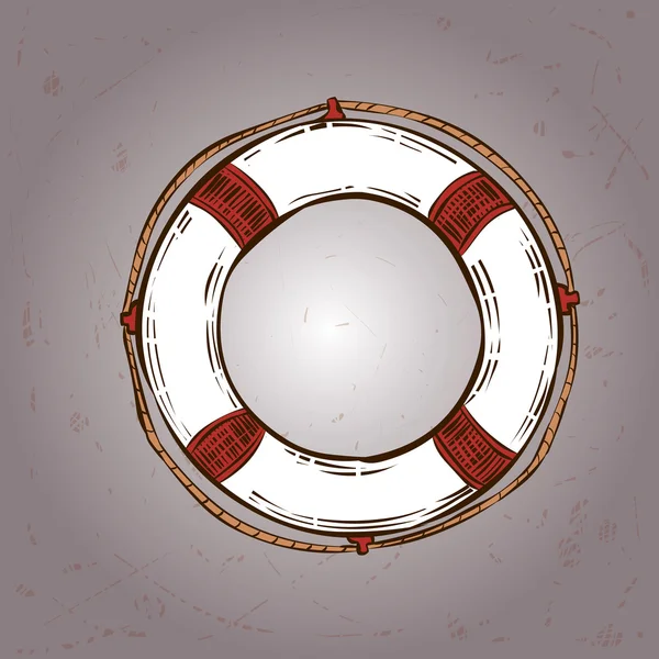 Garis luar gambar tangan lifebuoy - Stok Vektor