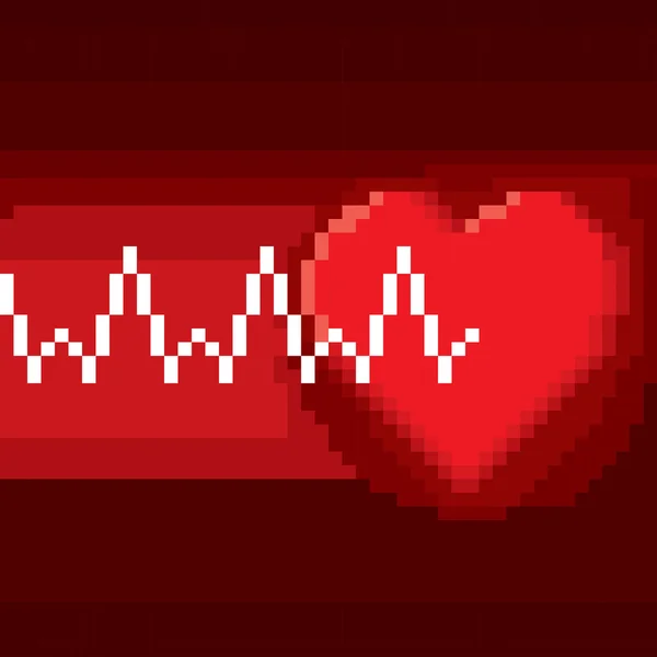 Pixel pulso rojo del corazón — Vector de stock