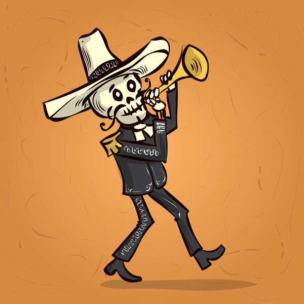 Skeleton mariachi musician