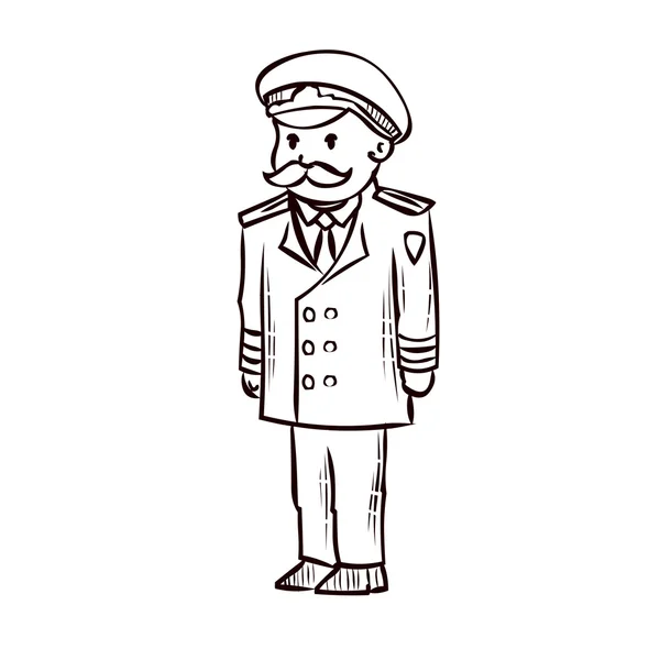 Ufficiale della marina dei cartoni animati. Ammiraglio — Vettoriale Stock