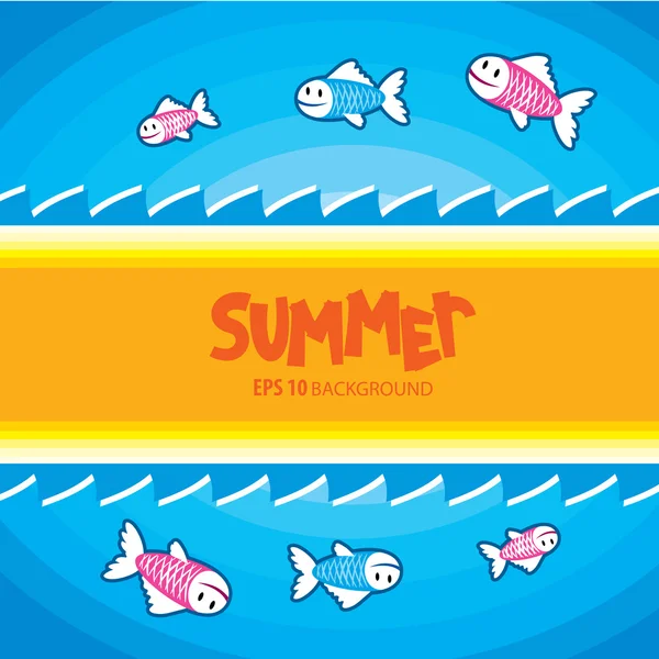 Cute happy fish swimming — Stock Vector