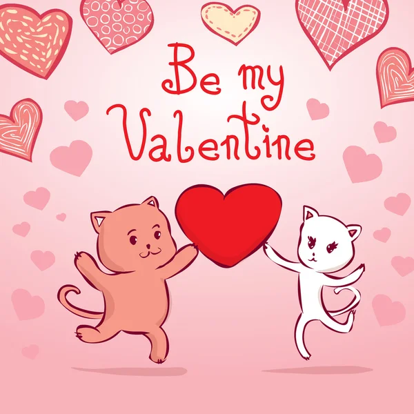 Chats de dessin animé en amour — Image vectorielle