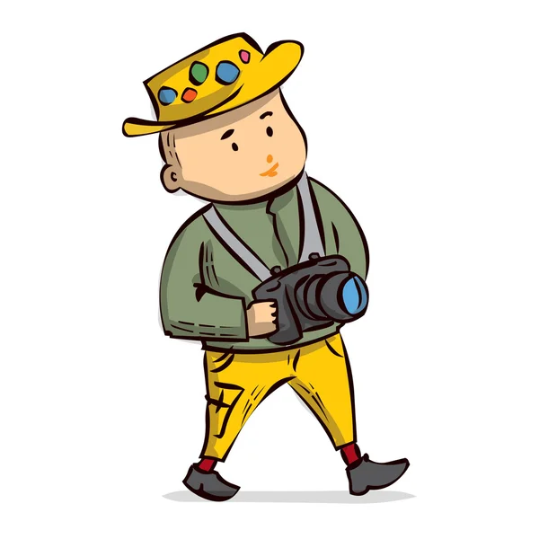 旅游步行带相机 — 图库矢量图片