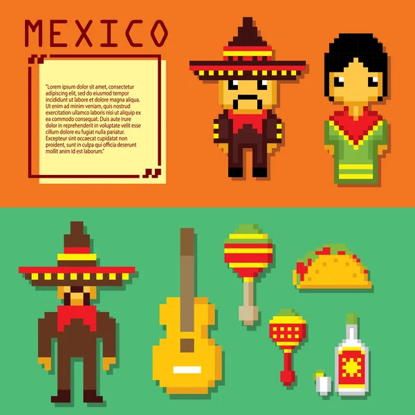 Набор иконок культуры Мексики — стоковый вектор