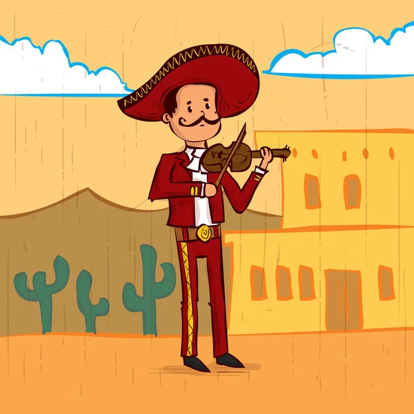 Mariachi mexicain homme jouant sur le violon . — Image vectorielle