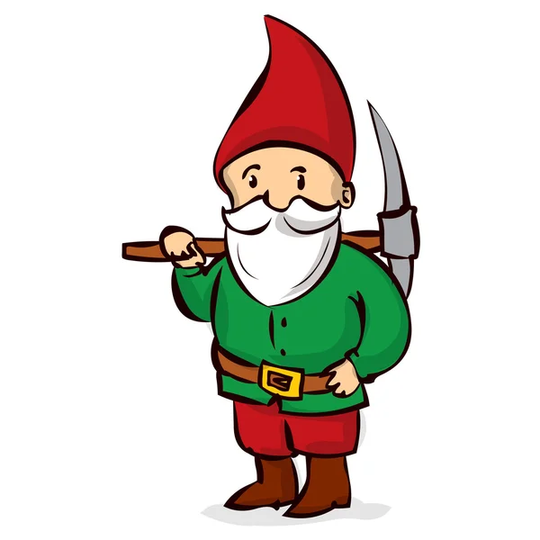 Kézzel rajzolt kert gnome pengetővel. — Stock Vector