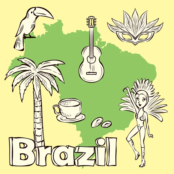 Brasil cultura símbolo conjunto — Archivo Imágenes Vectoriales