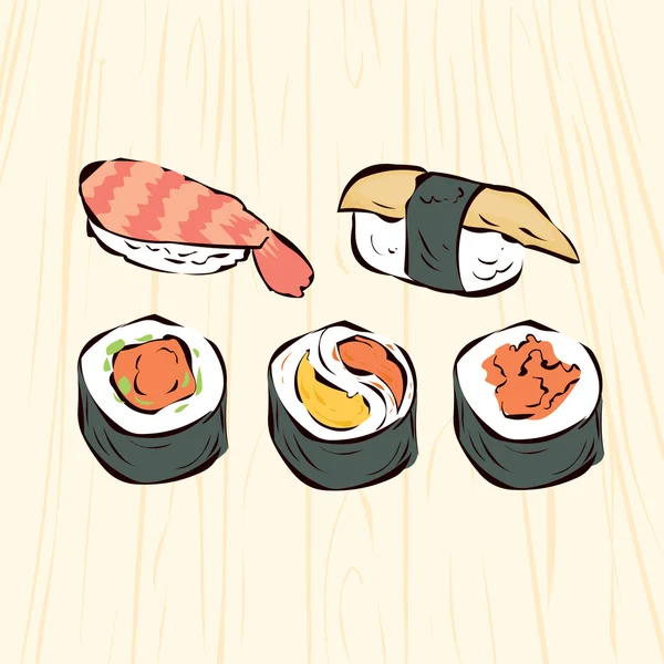 Traditionelles japanisches Sushi Set. — Stockvektor
