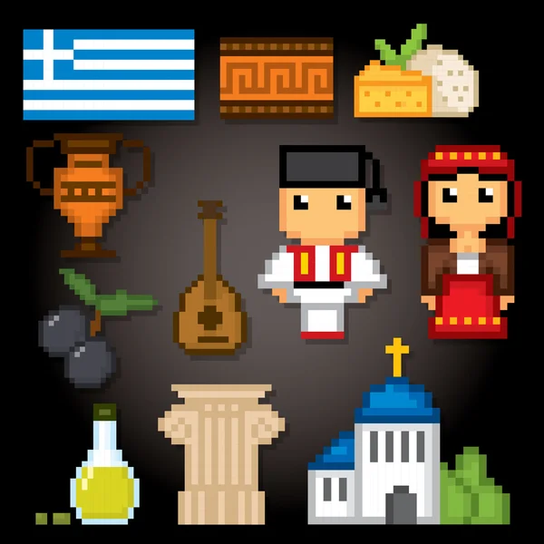 ギリシャ文化のシンボル アイコンを設定. — ストックベクタ