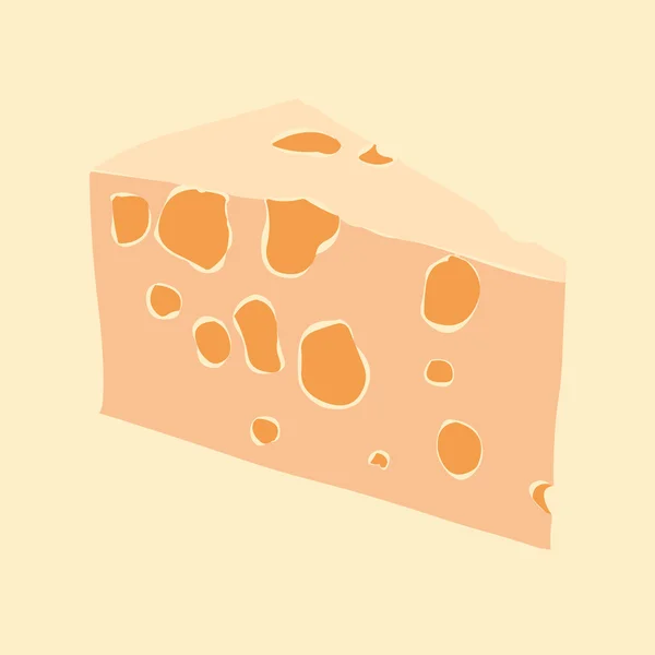 Hand drawn piece of cheese — Stock Vector