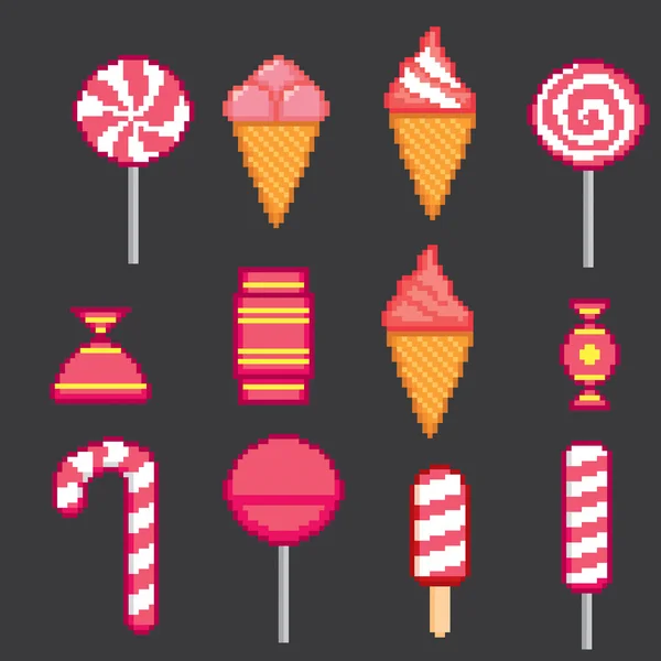 Conjunto de iconos de píxel dulce — Vector de stock