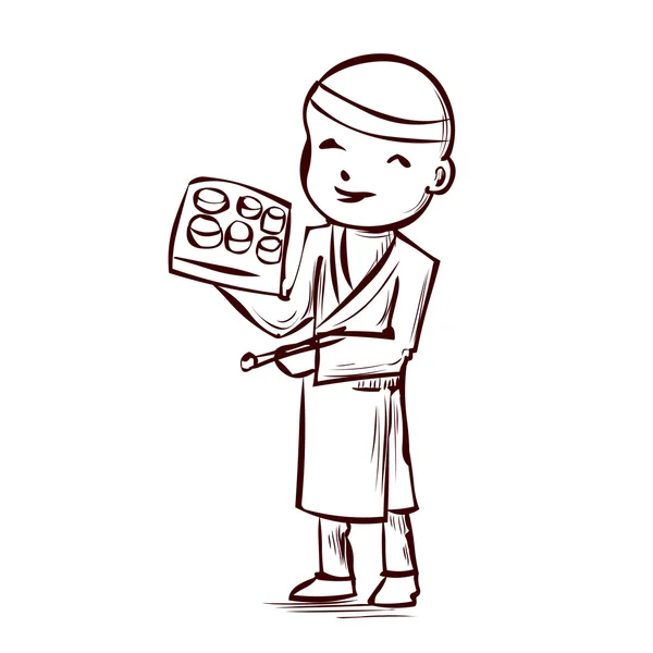 Drôle de Japon Sushi Chef — Image vectorielle