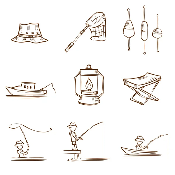 Balıkçılık Icons set. — Stok Vektör