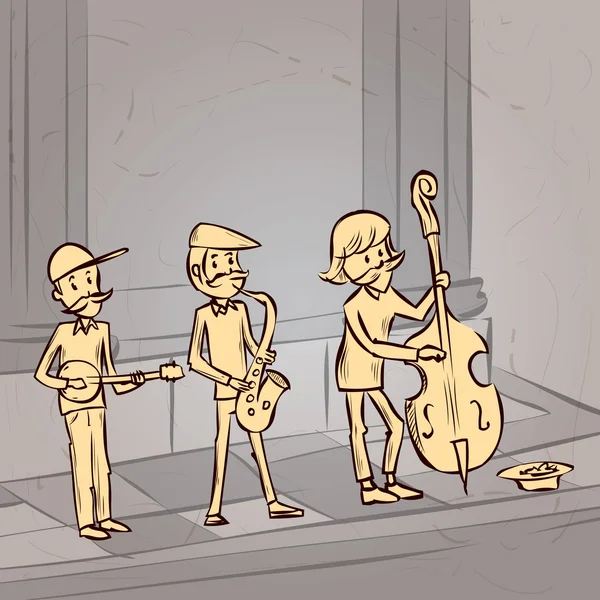 Straat trio orkest. — Stockvector