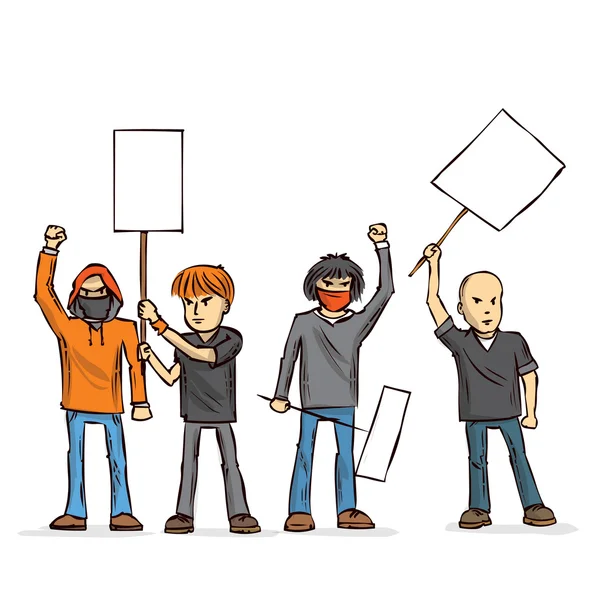 Groupe de manifestants en colère — Image vectorielle