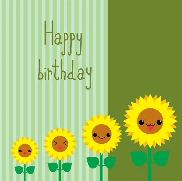 Tarjeta con girasoles de dibujos animados . — Vector de stock