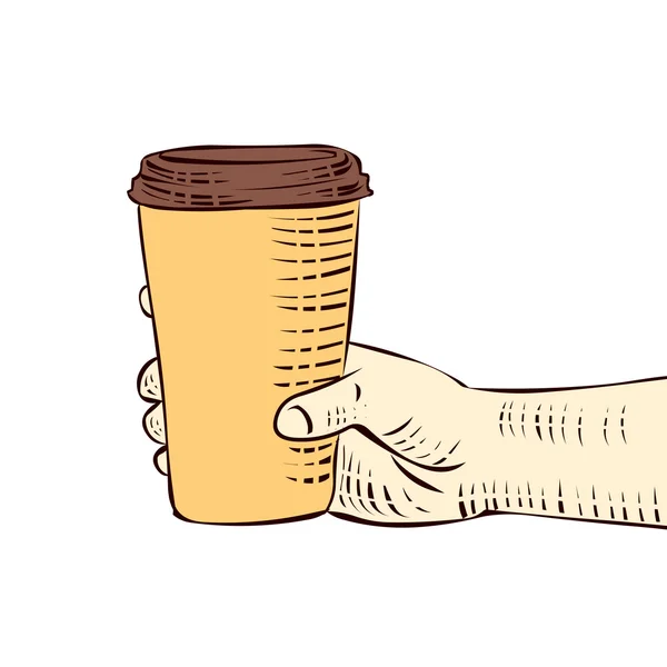 Рука тримає чашку кави — стоковий вектор