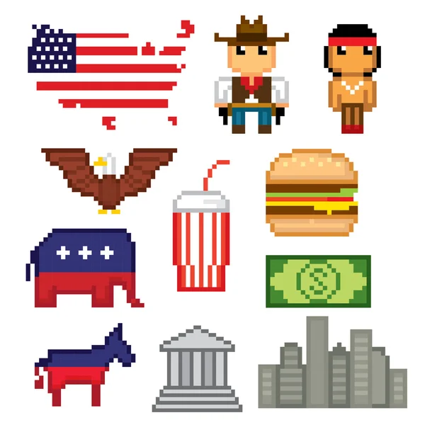 USA cultuur symbolen icons set — Stockvector