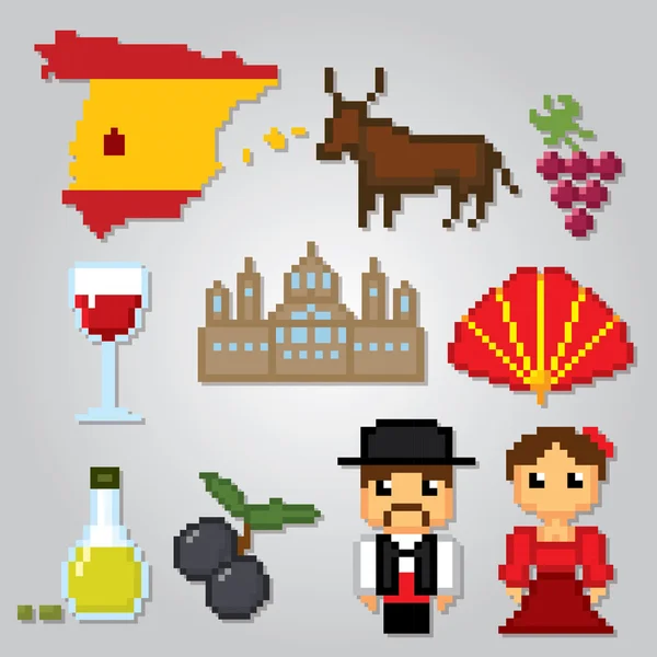 Spanje Cultuur symbolen icons set — Stockvector