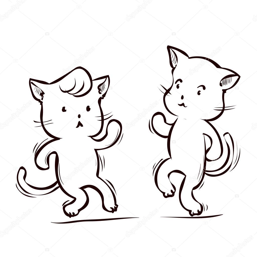 Dibujos animados de dos gatos bailando — Archivo Imágenes ... Dibujos animados de dos gatos bailando — Archivo Imágenes ...