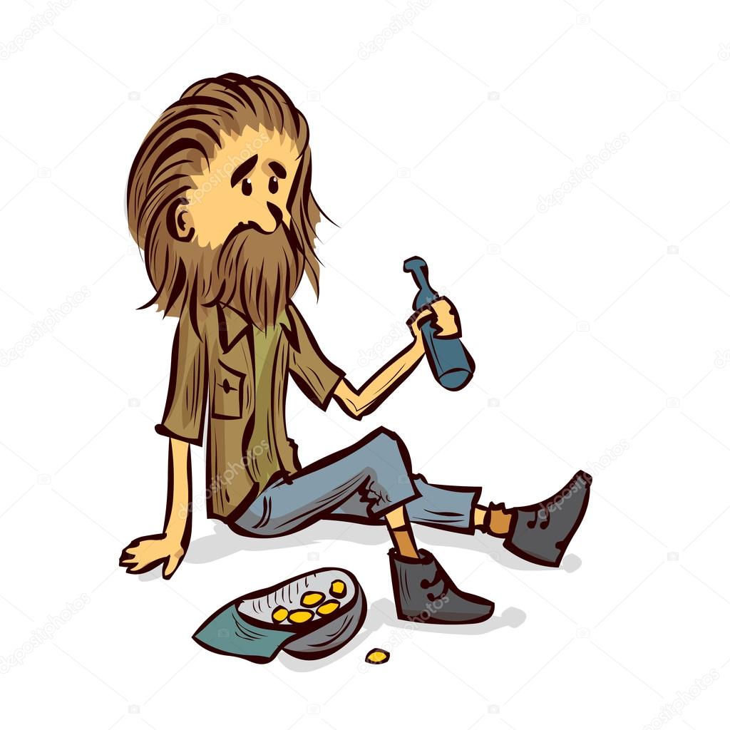 Homeless man illustration.