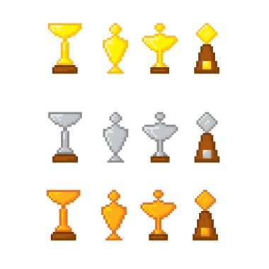 Ödülleri piksel simgeler kümesi. 