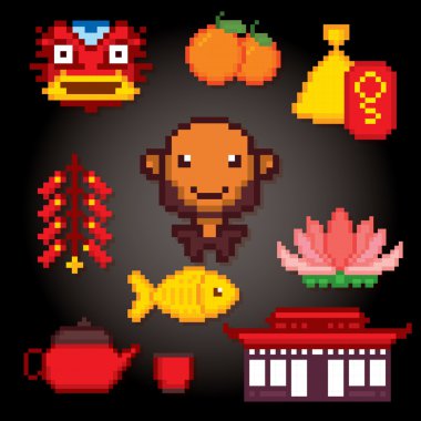 Çin Kültür sembolleri Icons set 