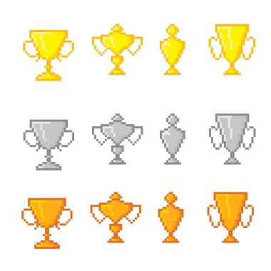 Ödülleri piksel simgeler kümesi. 