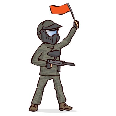 Siyah bir takım elbise içinde Paintball oyuncu