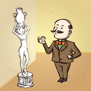 Sanat eleştirmeni heykele benziyor. 