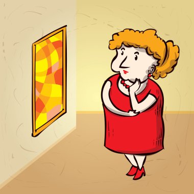 Sanat eleştirmeni büyük soyut resme benziyor. 