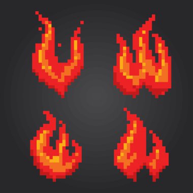 Yangın piksel simgeler kümesi alevler