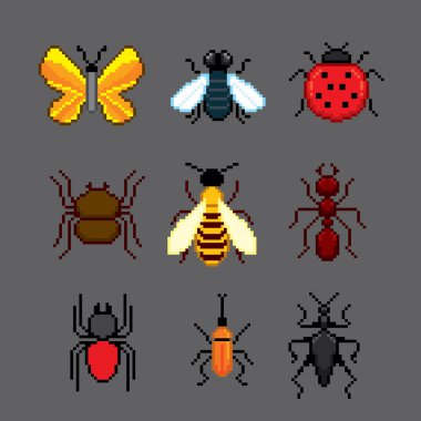 Böcek piksel simgeler kümesi