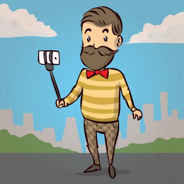 adam selfie selfie sopa ile alarak. 