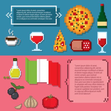 İtalya kültür sembolleri afiş kümesi