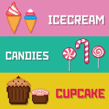 Ekmek ve pasta afiş kümesi.