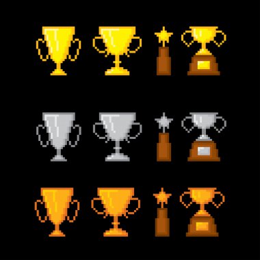 Ödülleri piksel simgeler kümesi. 