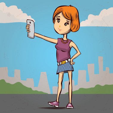 Genç kız selfie yapma. 