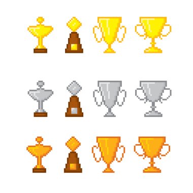 Ödülleri piksel simgeler kümesi. 