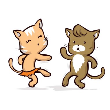 İki dans eden kedi çizgi film