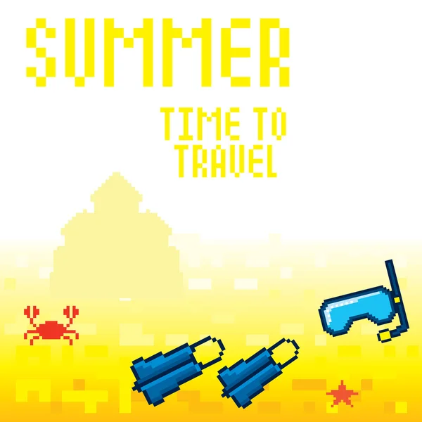 Sommerurlaub Pixelkunst — Stockvektor