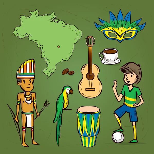 Brasilianische Kultursymbole gesetzt — Stockvektor